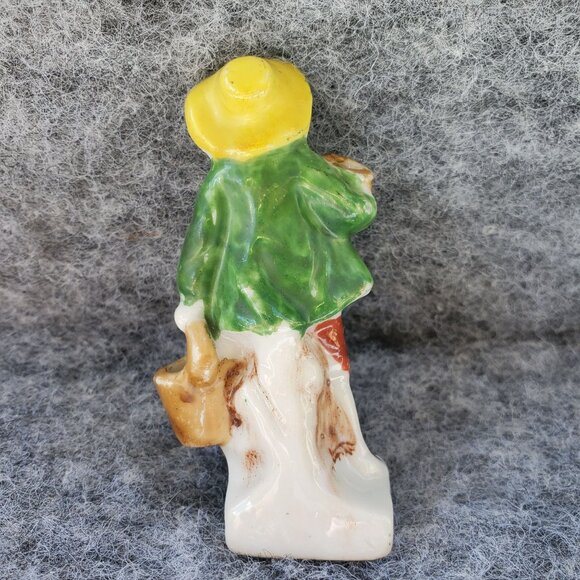 Made In Occupied Japan Porcelain Figurine Child Carrying Bucket Flower Frog - Picture 2 of 8